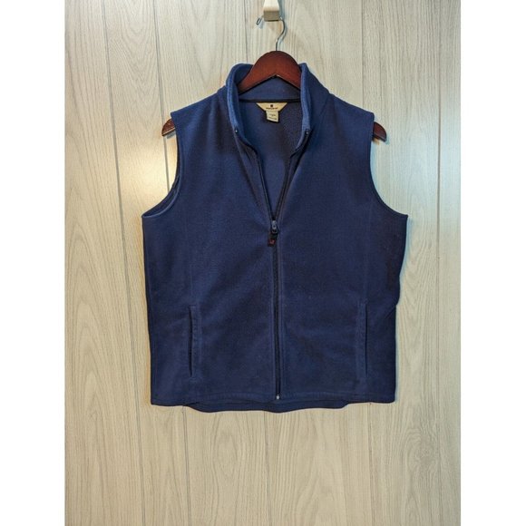Woolrich Fleece Vest Women's Size LARGE Navy Blue Zip Up READ Winter Sleeveless - Picture 1 of 7